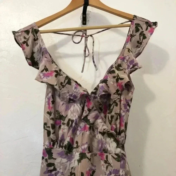 ASTR THE LABEL WRAP WILSHIRE RUFFLE OPEN‎ BACK FLORAL MIDI DRESS SIZE M - Picture 5 of 13